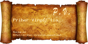 Priher Virgília névjegykártya